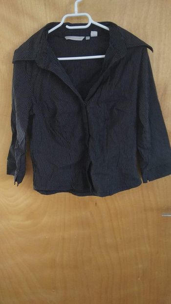 Zara Basics - Chemisier noir à rayures blanches - manches 3/4