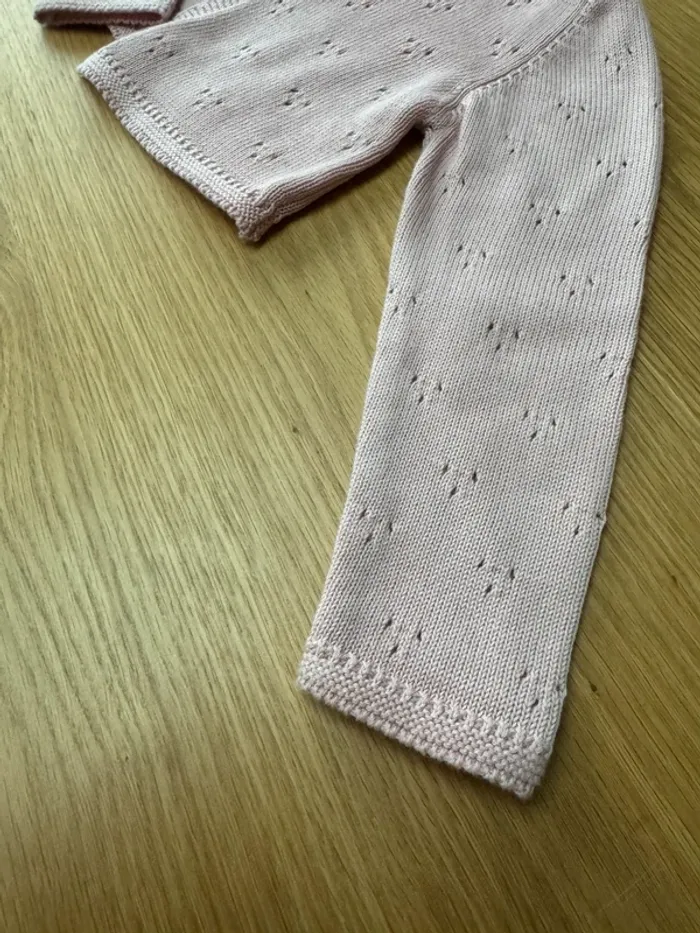 Gilet court ML rose tricoté en 100% coton - Taille 3 Ans - photo numéro 8