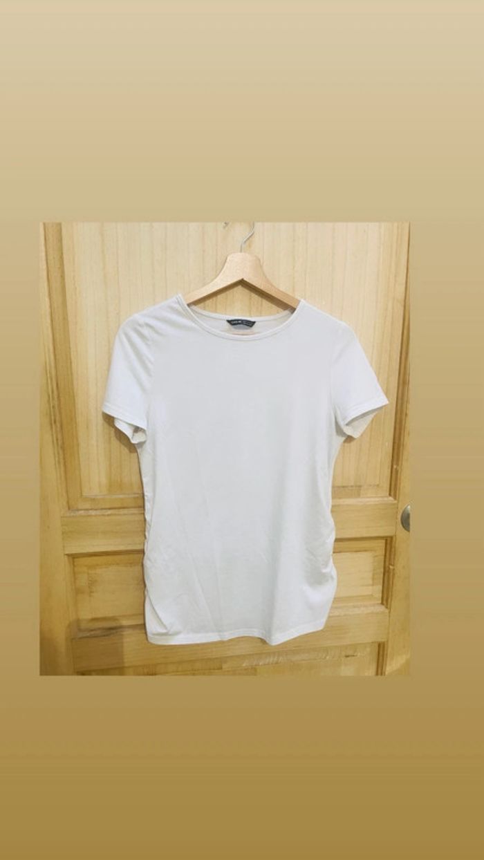T-shirt manches courtes blanc uni basique simple taille 38