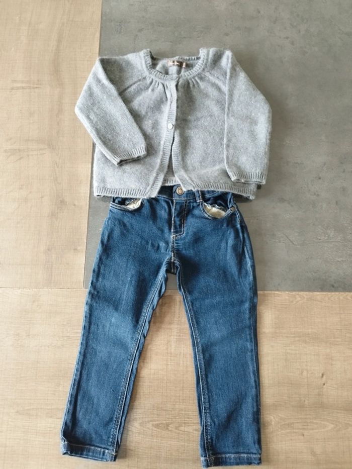 Lot jean + gilet Bout'chou 24 mois