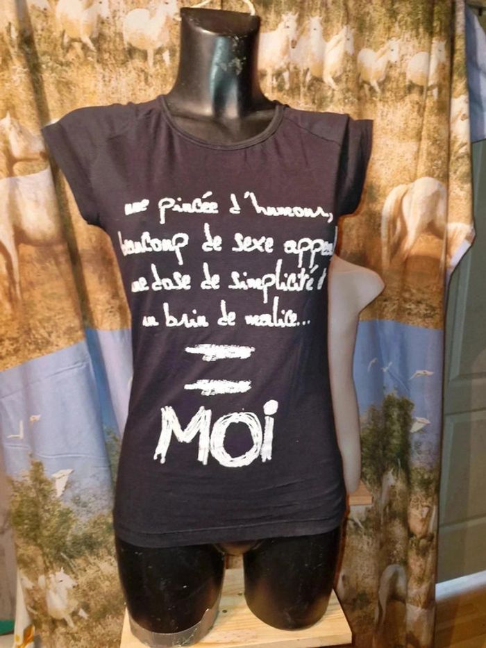 T shirt noir humour kwoman t 38 40 - photo numéro 2