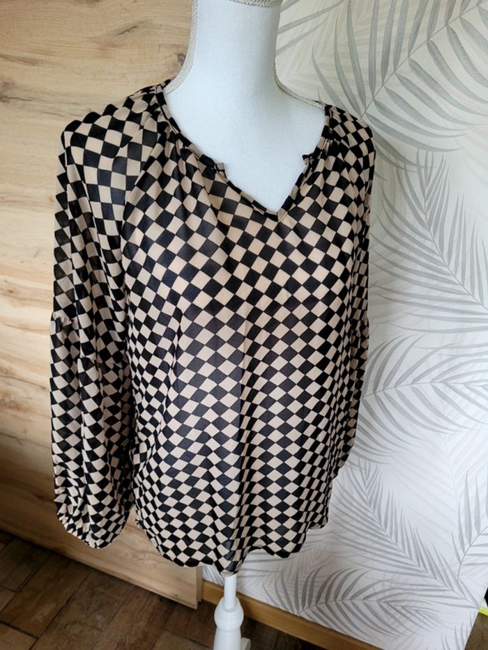 Blouse légère marron noir taille M - photo numéro 3