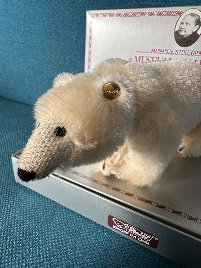 Steiff Replica 1909 Polarbär peluche ours polaire blanc Mohair 18cm édition limitée numérotée - photo numéro 4