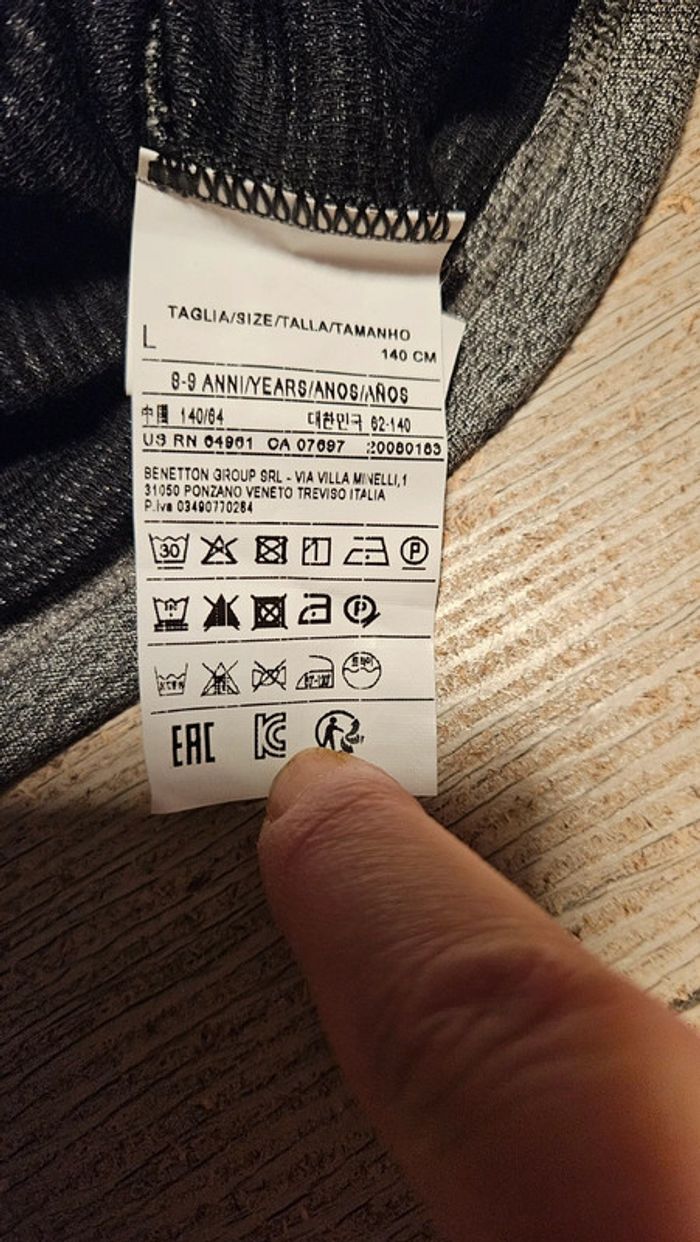 Robe courte évasée grise à manches longues, Benettol, 8/9 ans, nickel - photo numéro 10