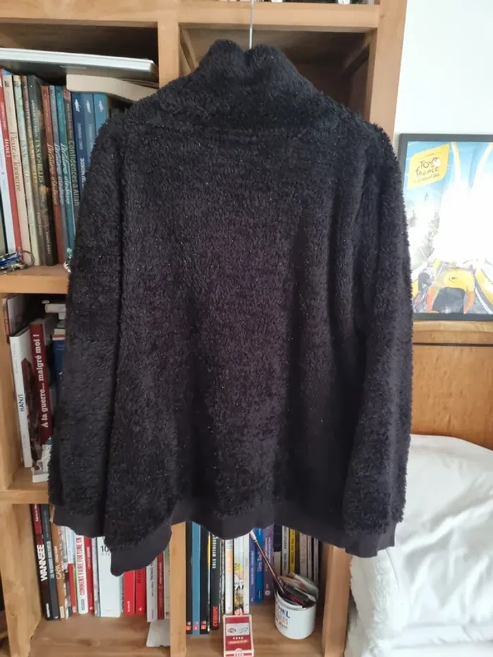 Pull cocooning noir doux brodé " flemme" - photo numéro 3
