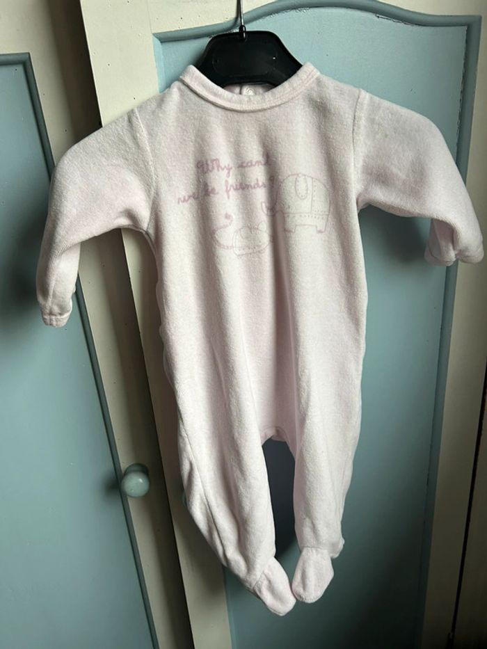 Pyjama velours , rose , 6 mois