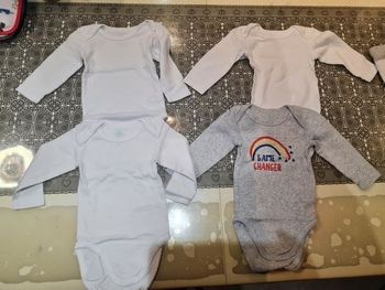 Lot de 4 bodys manches longues taille 12 mois juste lavé