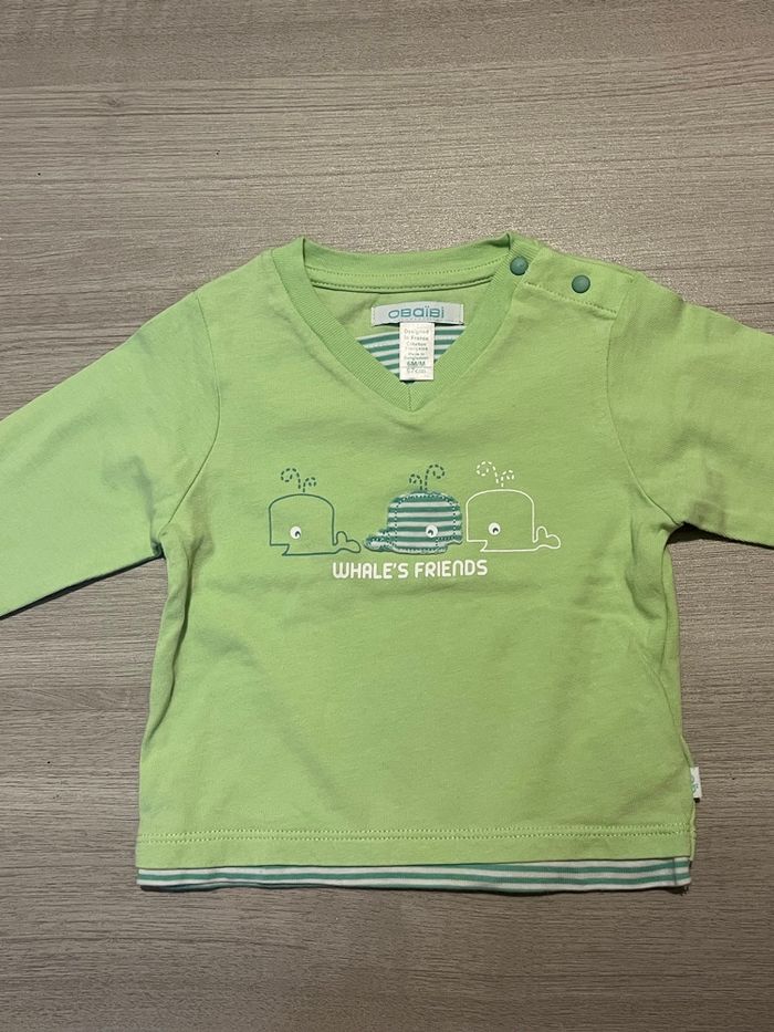 T-shirt vert pomme Whale’s Friends 6 mois - photo numéro 1