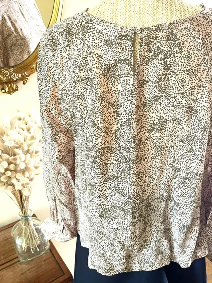 Sublime blouse manche longue fluide mango taille XL rose à motif - photo numéro 4