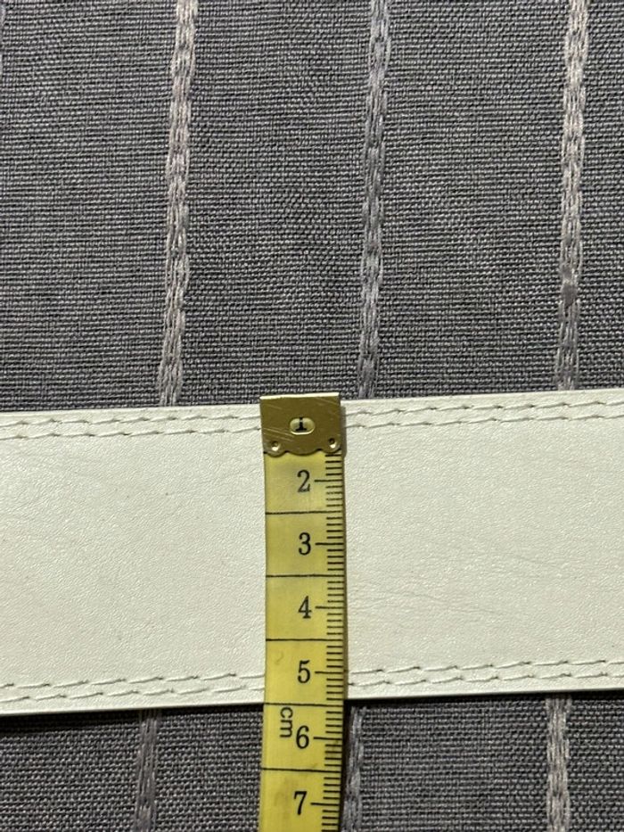 Ceinture blanche avec boucle rectangulaire en métal argentée/chromée 95 cm neuve - photo numéro 4