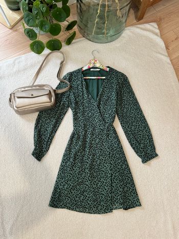 Robe vert sauge motif Léopard 