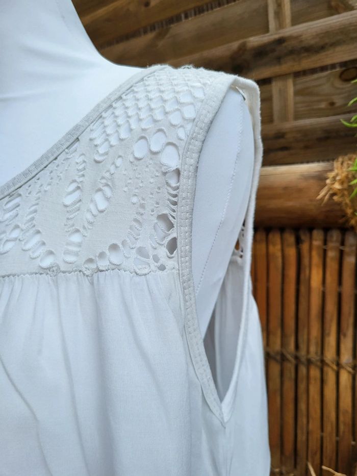 Tunique coton fleuri broderie blanc multicolore taille 52 - photo numéro 6