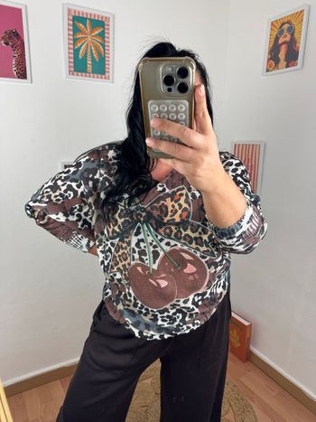 Pull léger femme imprime cerise 
