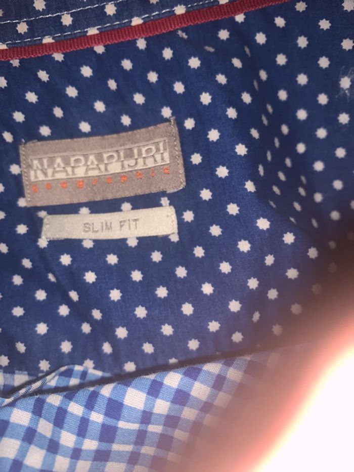 Chemise Napapijri vichy bleu et blanc taille L slim fit - photo numéro 15