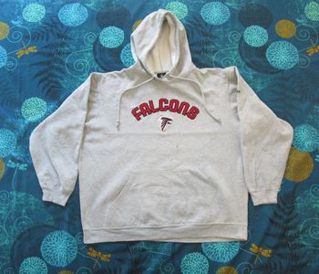 Pull Sweat à capuche Reebok NFL Falcons d'Atlanta Taille XXL 44 Gris chiné (P172)