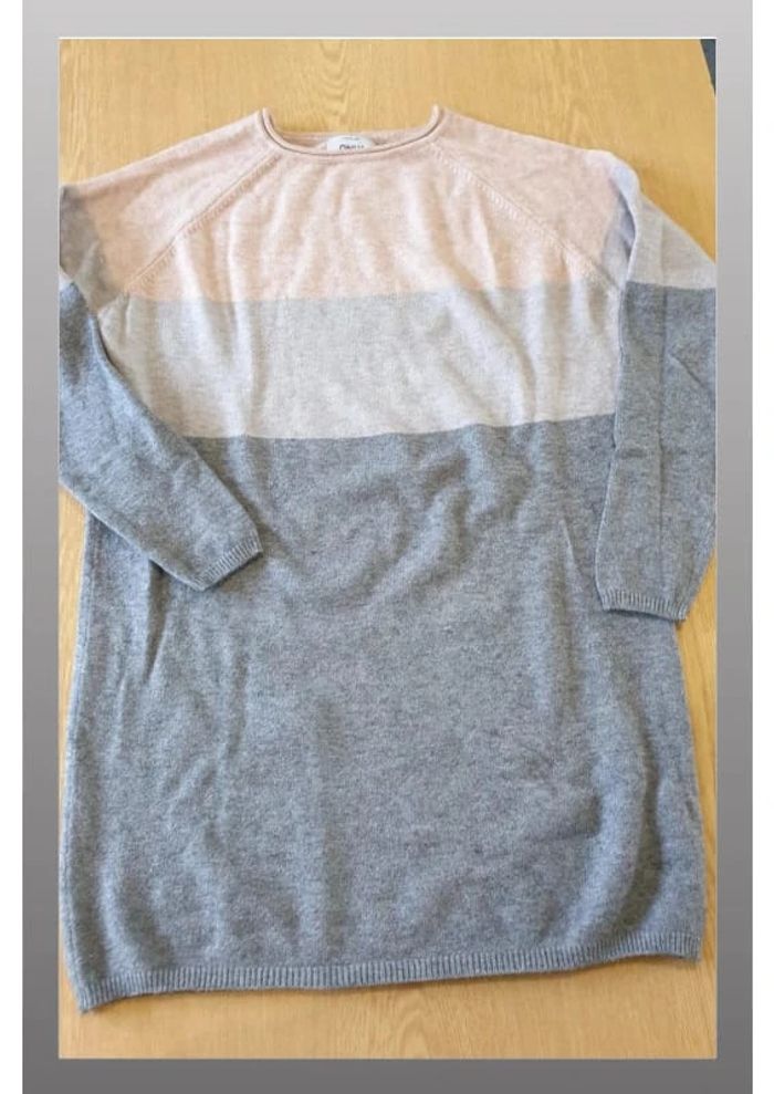 Robe pull femme Only M long 75cm rose et gris