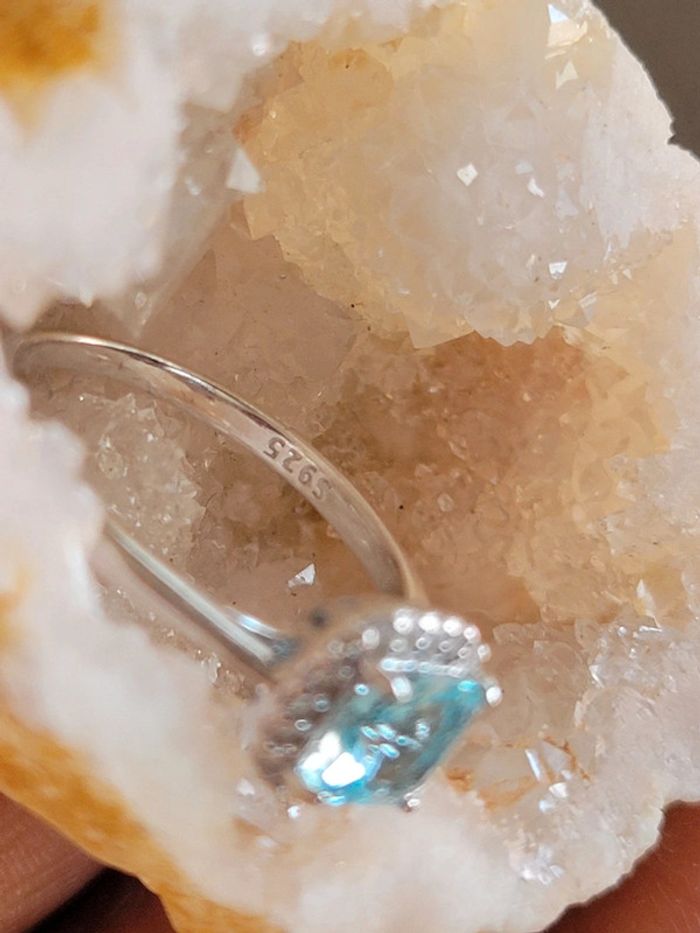 Bague aigue marine pierre naturelle argent s925 - photo numéro 8
