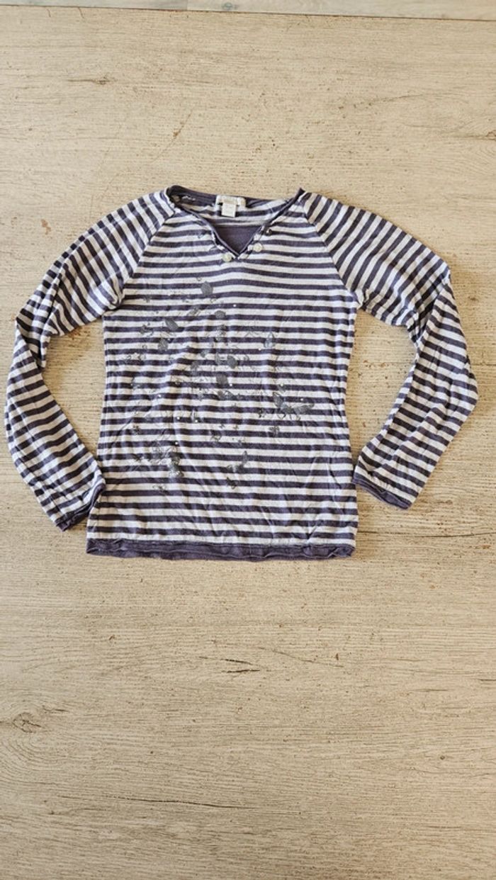Blouse légère à manches longues mauve et grise, Orchestra, 6 ans - photo numéro 2