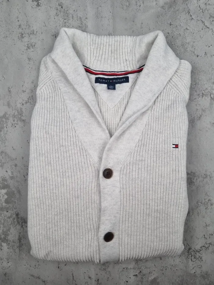 Cardigan Tommy Hilfiger blanc – Taille XL Hommes (mesures en photos) - photo numéro 2
