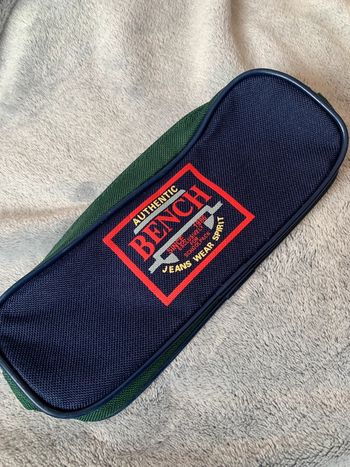 Trousse école bleu/vert fourniture range crayons