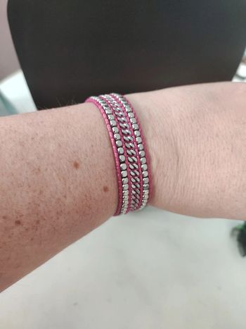 Bracelet articulé métal et tissu