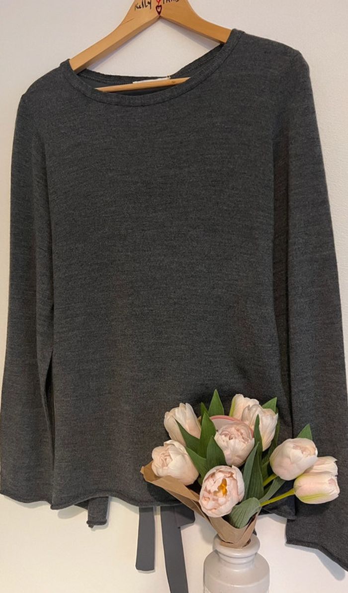 Pull gris bi-matière 🤍🤍 - photo numéro 3