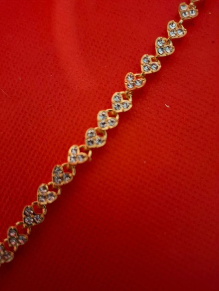 Bracelet acier métal doré neuf avec etiquette et oxydes de zirconium blancs - photo numéro 4