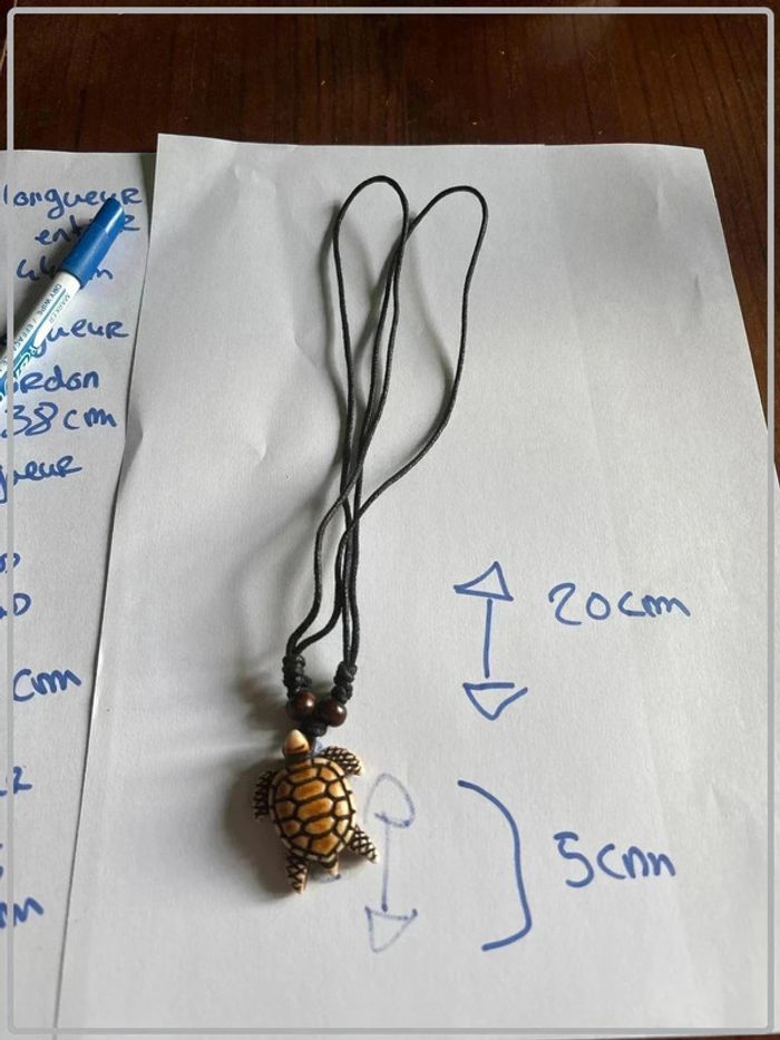 Collier tortue en résine chaîne réglable - photo numéro 3