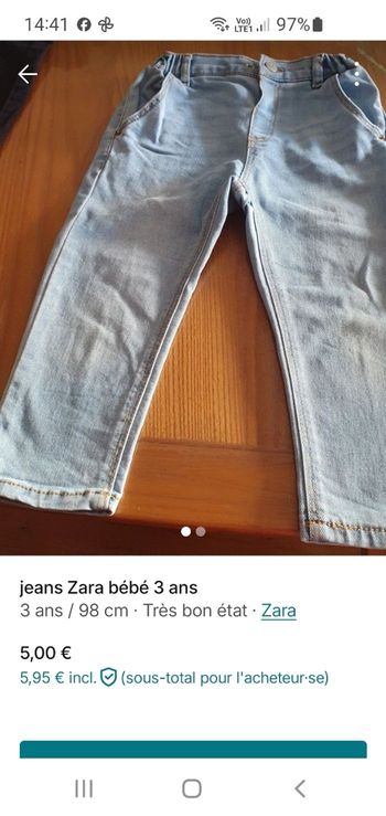 jeans Zara 3 ans neuf 