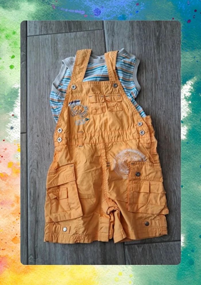 Ensemble été bébé 12 mois – salopette + t-shirt
