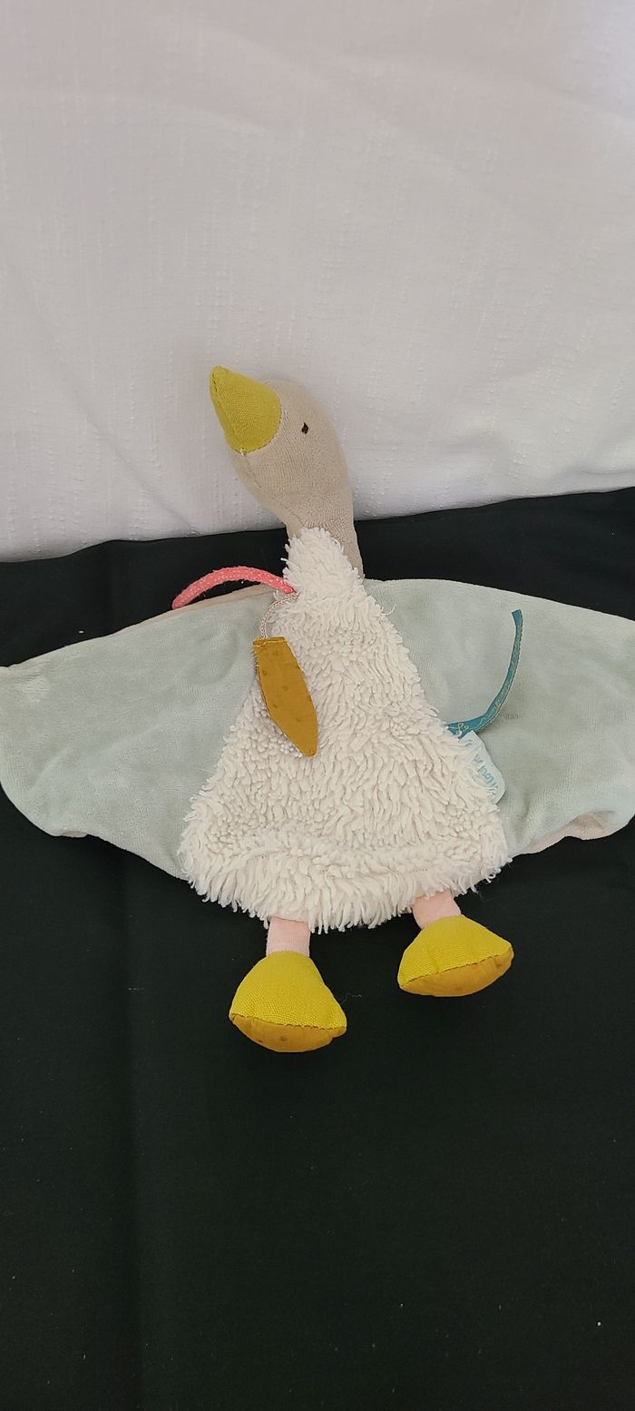 Doudou Moulin Roty Le Voyage d'Olga Oie Blanc Vert Jaune Plat - photo numéro 3