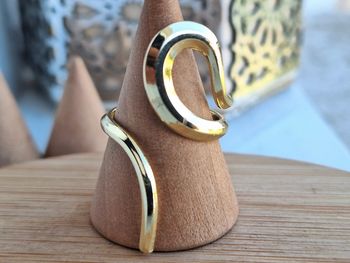 Bague Ouverte Dorée en acier inoxydable, Motif moderne Bague design ouvert Ajustable bague Pour elle