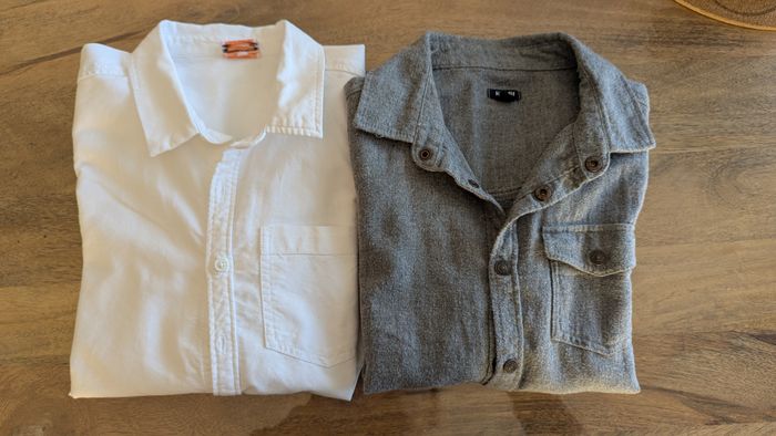 Lot de 2 chemises gris, blanc garçon 10 ans - photo numéro 1