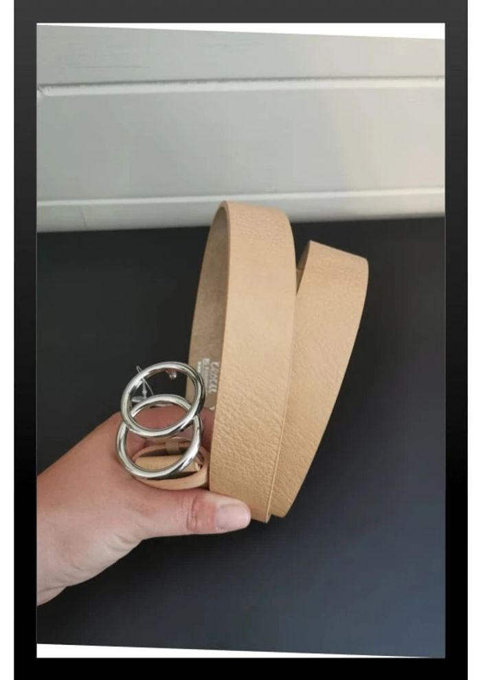 Ceinture en cuir beige femme - photo numéro 2