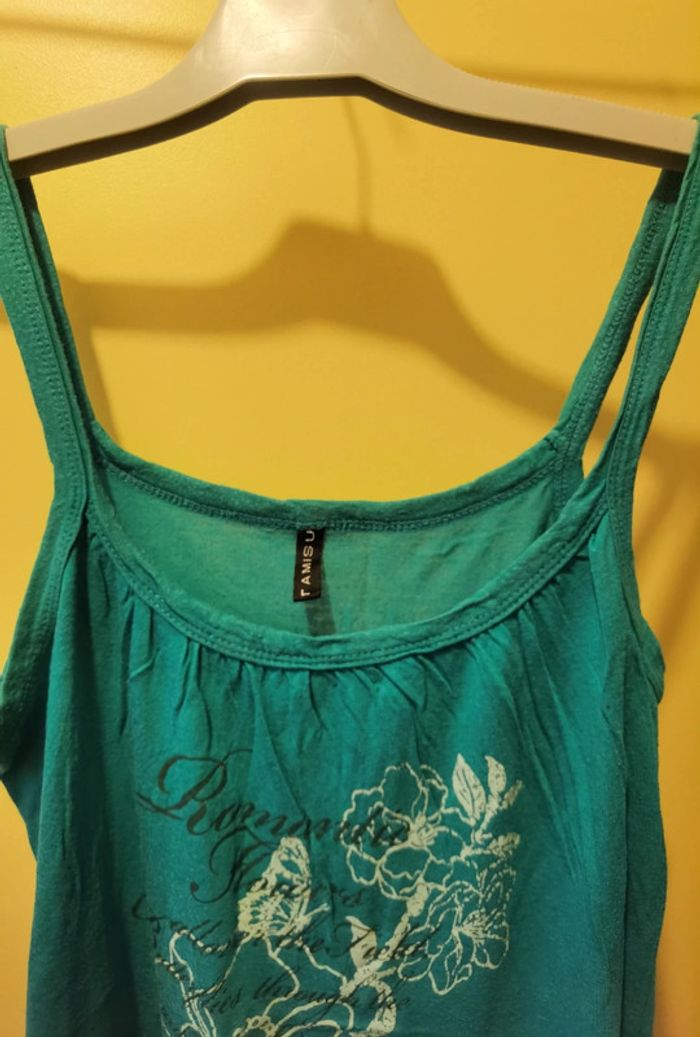 Débardeur turquoise long à motifs - photo numéro 4