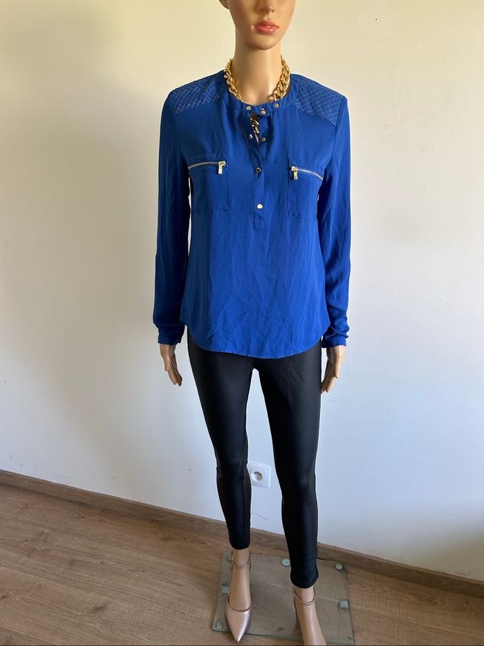 Blouse bleue et dorée à manches longues Morgan taille 36 jamais portée - photo numéro 3