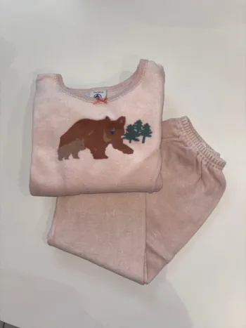 Pyjama velours Petit Bateau 2 ans (86 cm) ours rose
