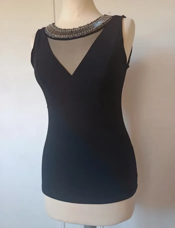 💎haut top de soirée femme sexy chic noir t s 36 y2k 90s 2000 - photo numéro 5