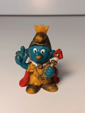 Figurine vintage schleich 1978 Schtroumpf roi king peyo made in portugal