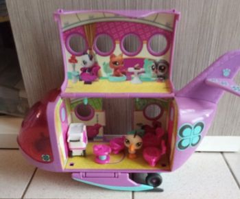 Avion petshop jeu, jouet, jeu  fille,  figurine, violet, rouge, jaune, figurines, animaux, personnages