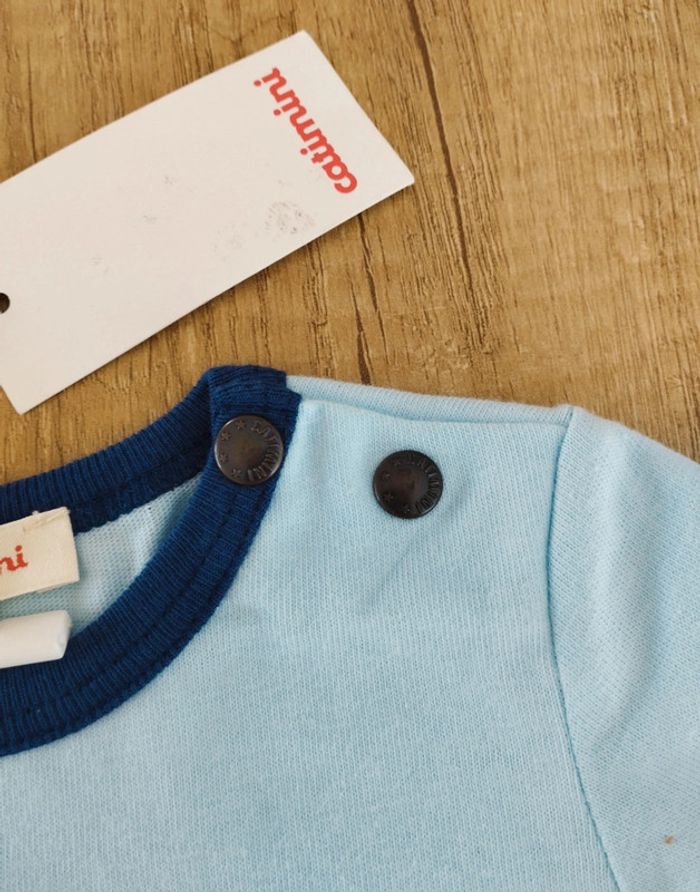 T-shirt manches courtes bleu clair taille 6 mois Catimini - photo numéro 3