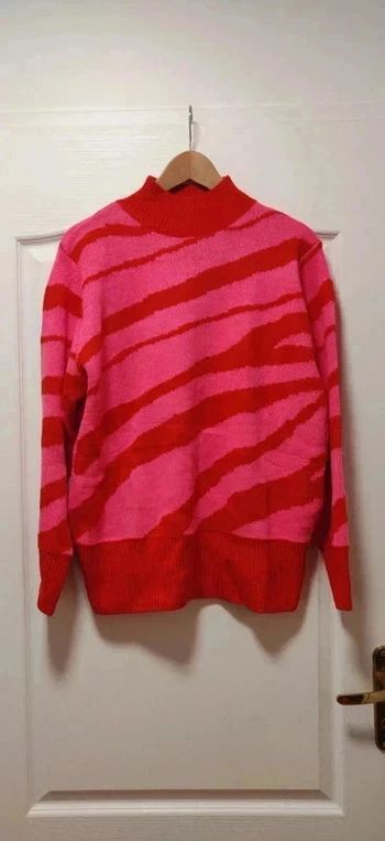 Neuf pull loose rose et rouge 44