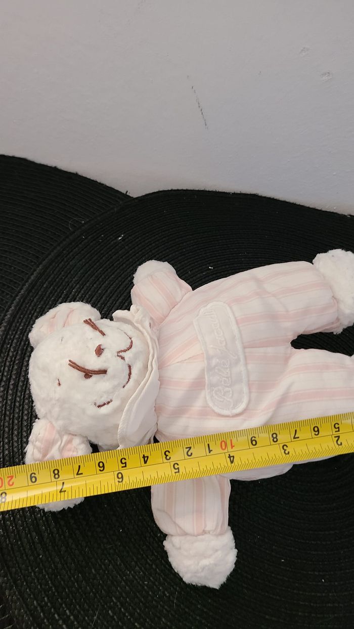 Doudou souris blanche rayé rose BEBE JACADI - photo numéro 5