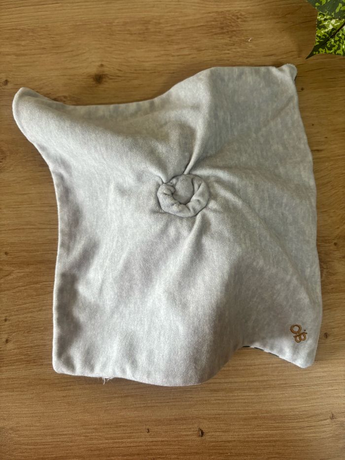 Doudou plat chien rayé bleu blanc verso gris obaibi - photo numéro 3