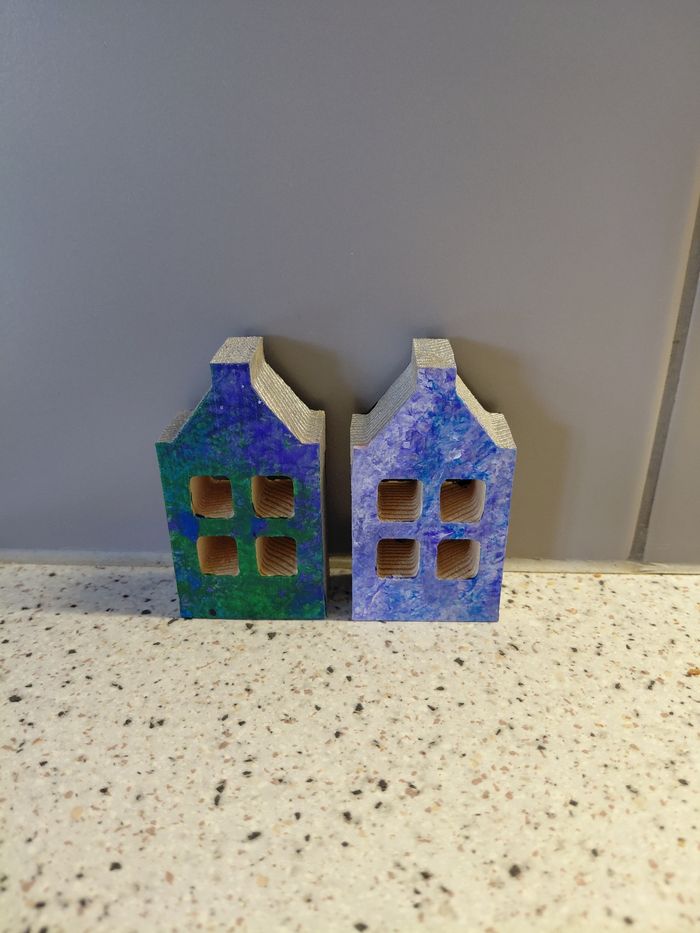 Lot de 2 petites maisonnettes faites artisanale décoratives