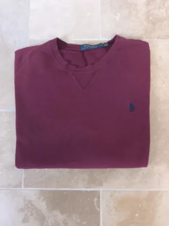 Magnifique pull col rond homme L Ralph Lauren bordeaux logo marine excellent état