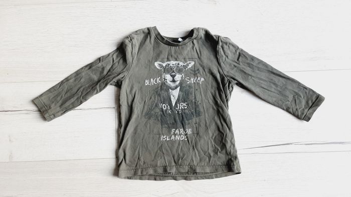 Vêtement garçon tee-shirt manches longues vert Ikks motif mouton 2 ans