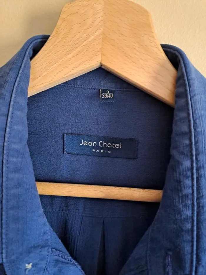 Chemise homme fluide bleue Jean Chatel 39/40 super état - photo numéro 3