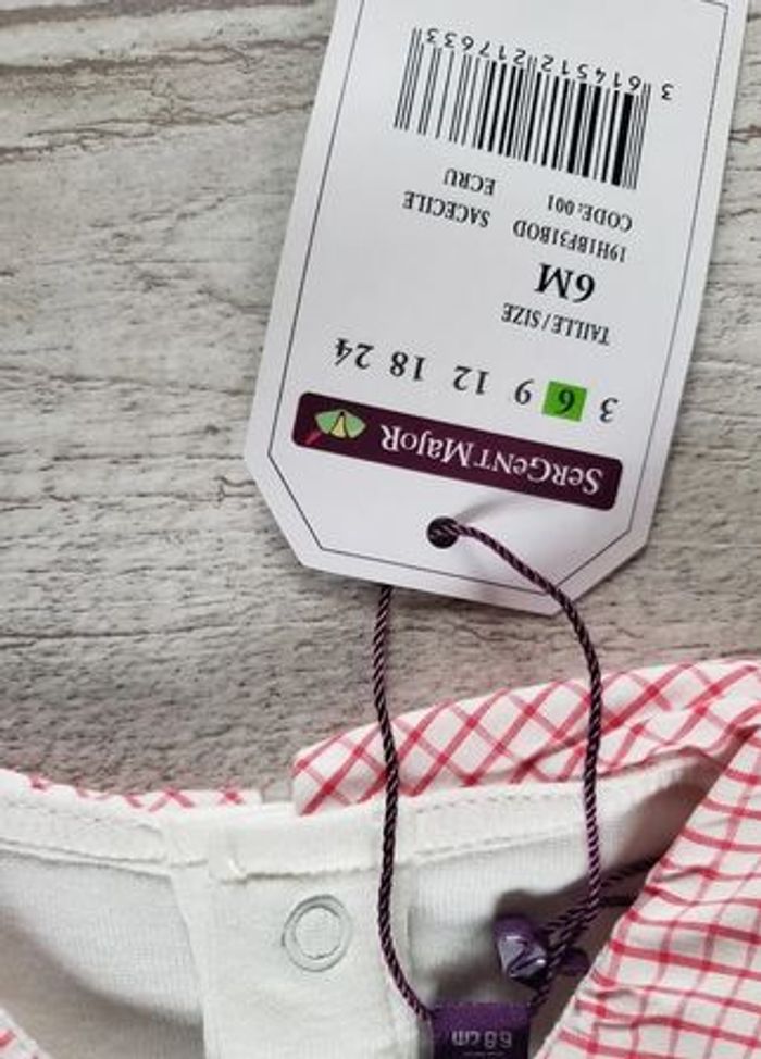 Body bébé fille 6 mois écru col imprimé Sergent Major neuf - photo numéro 4