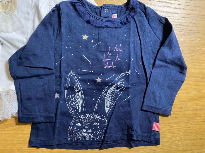BillieBlush Lot de 2 T-shirts manches longues rose/marine Taille 12 mois - photo numéro 3